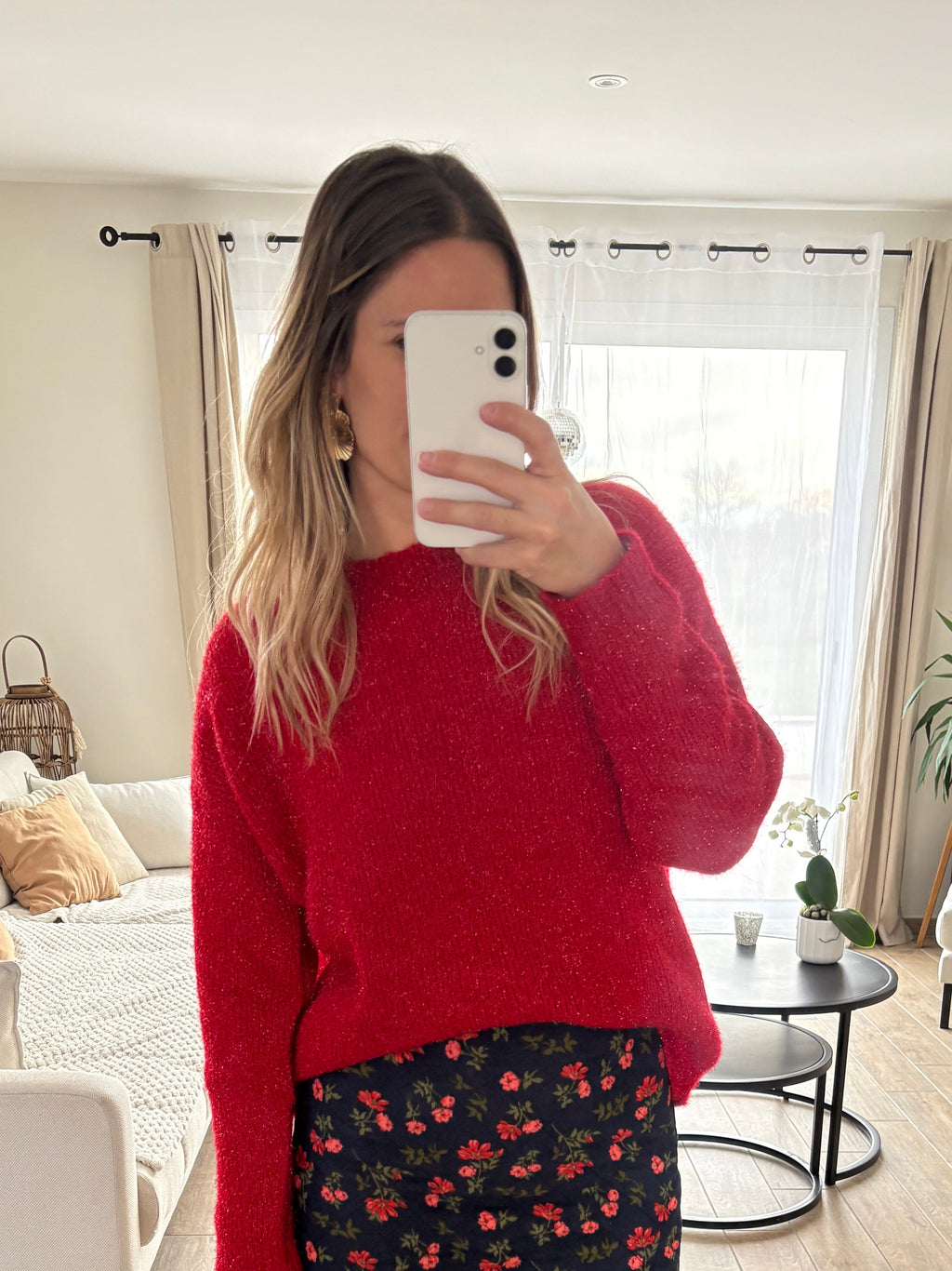 Pull rouge brillant