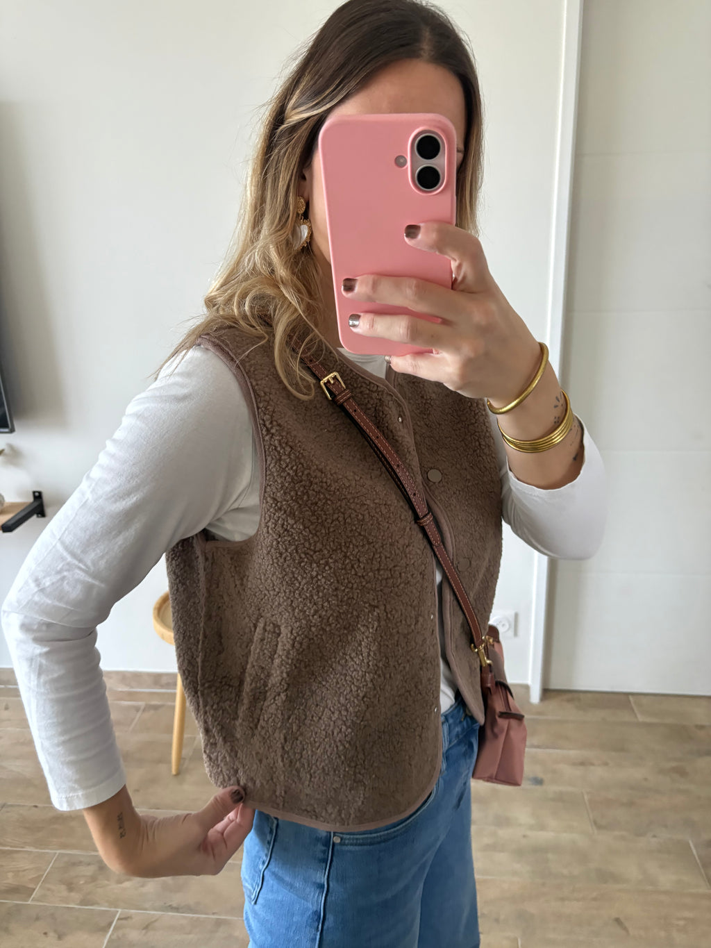 Gilet sans manches beige