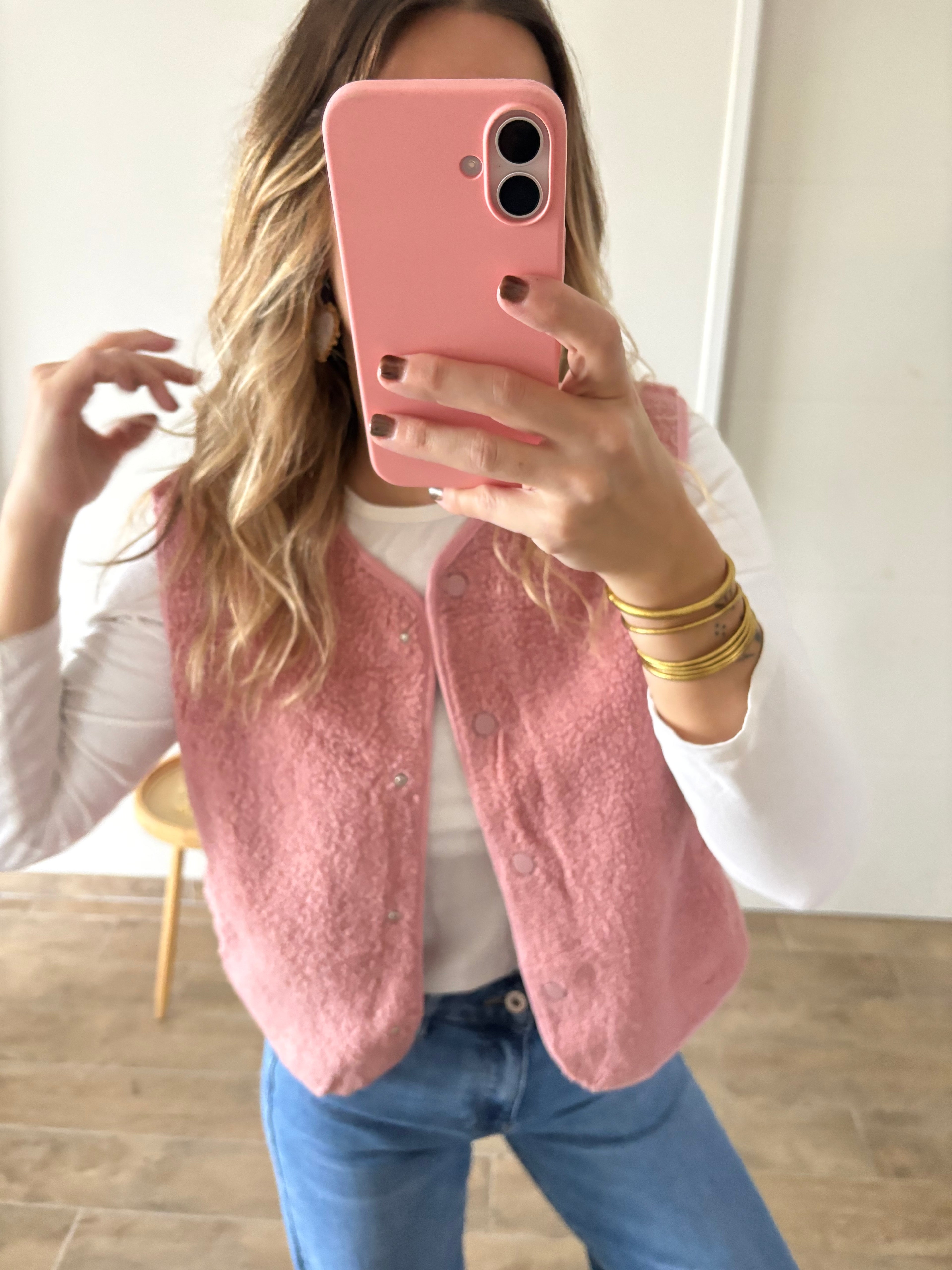 Gilet sans manches rose