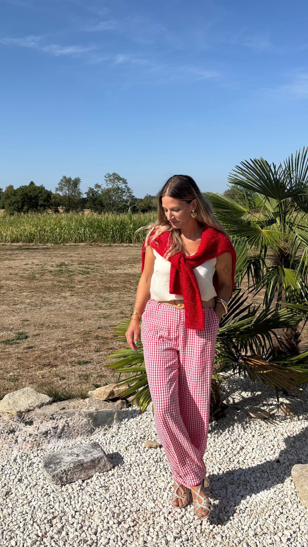 Pantalon vichy + ceinture