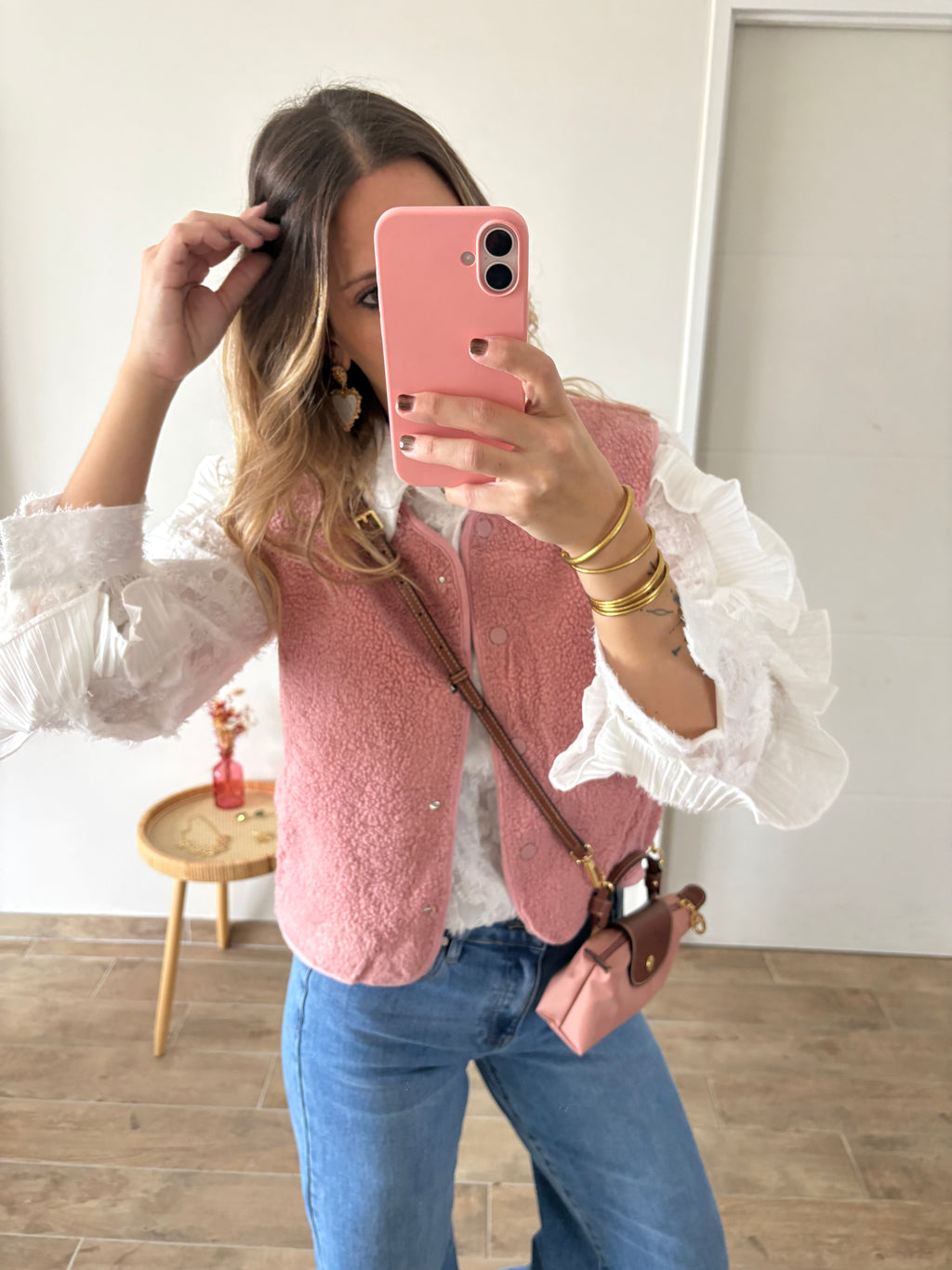 Gilet sans manches rose