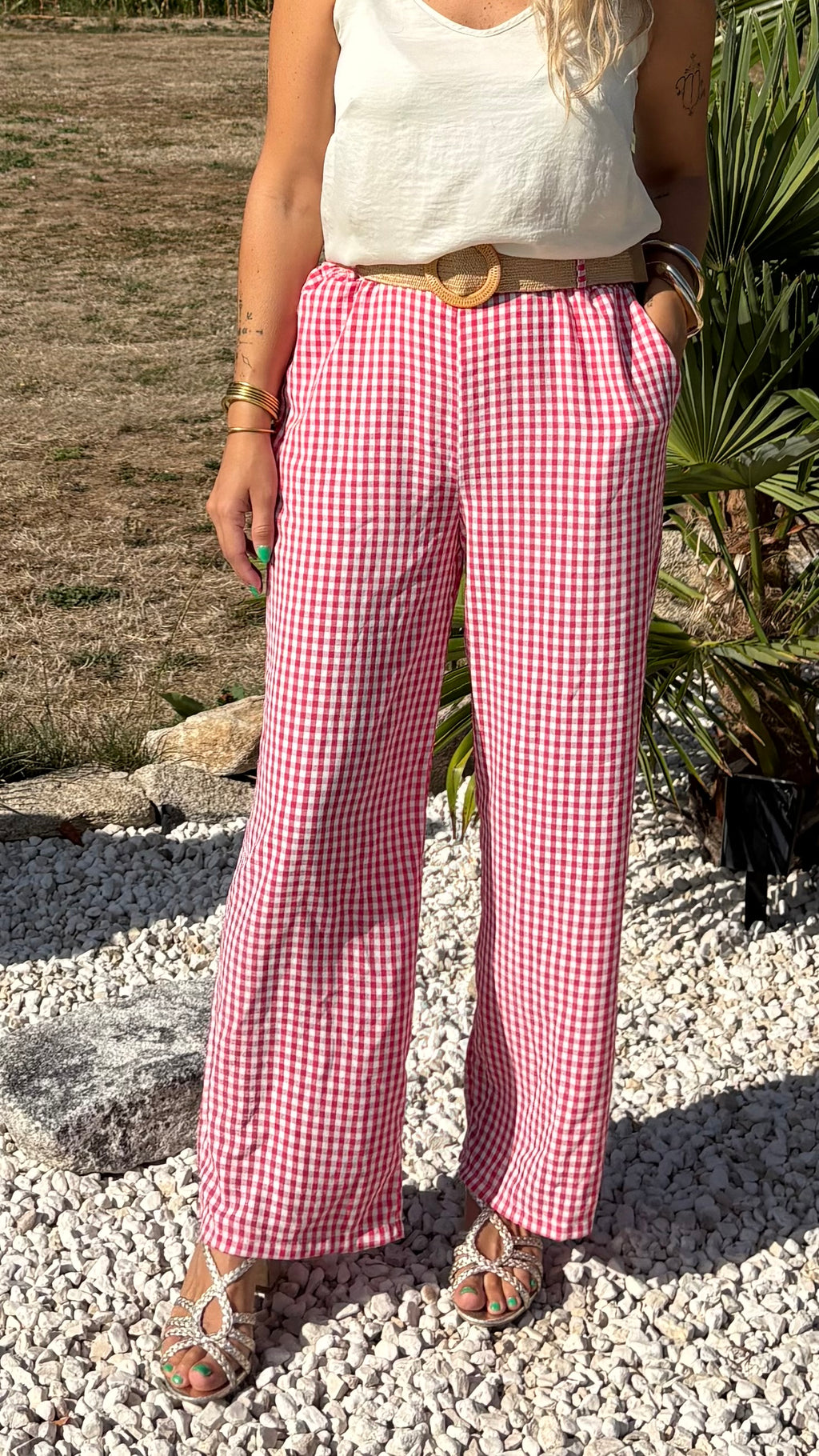 Pantalon vichy + ceinture