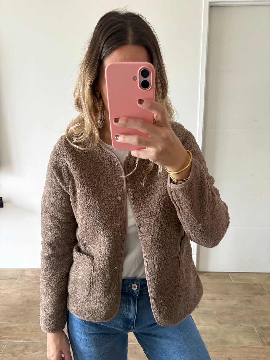Veste moutonnée beige
