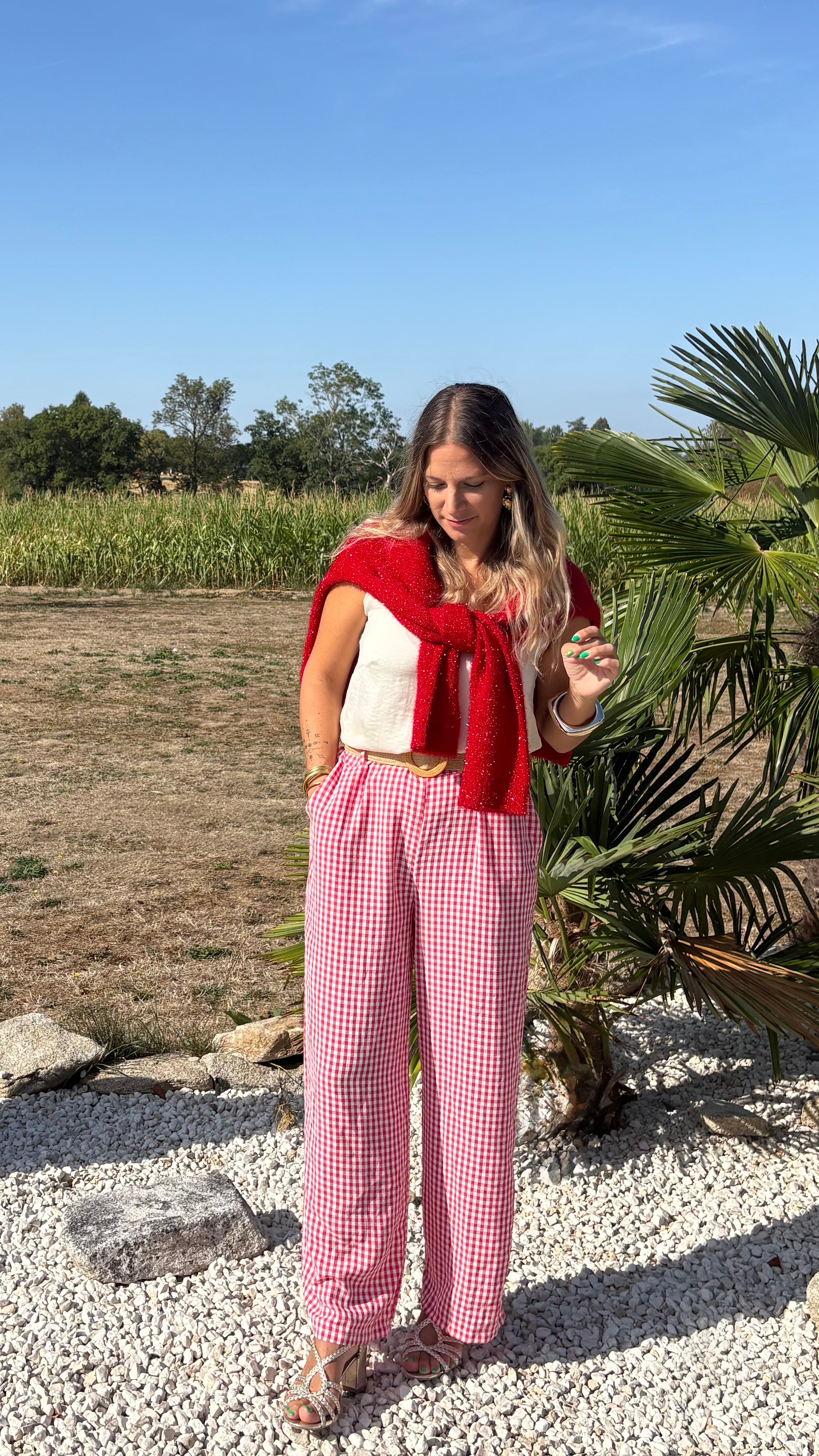 Pantalon vichy + ceinture