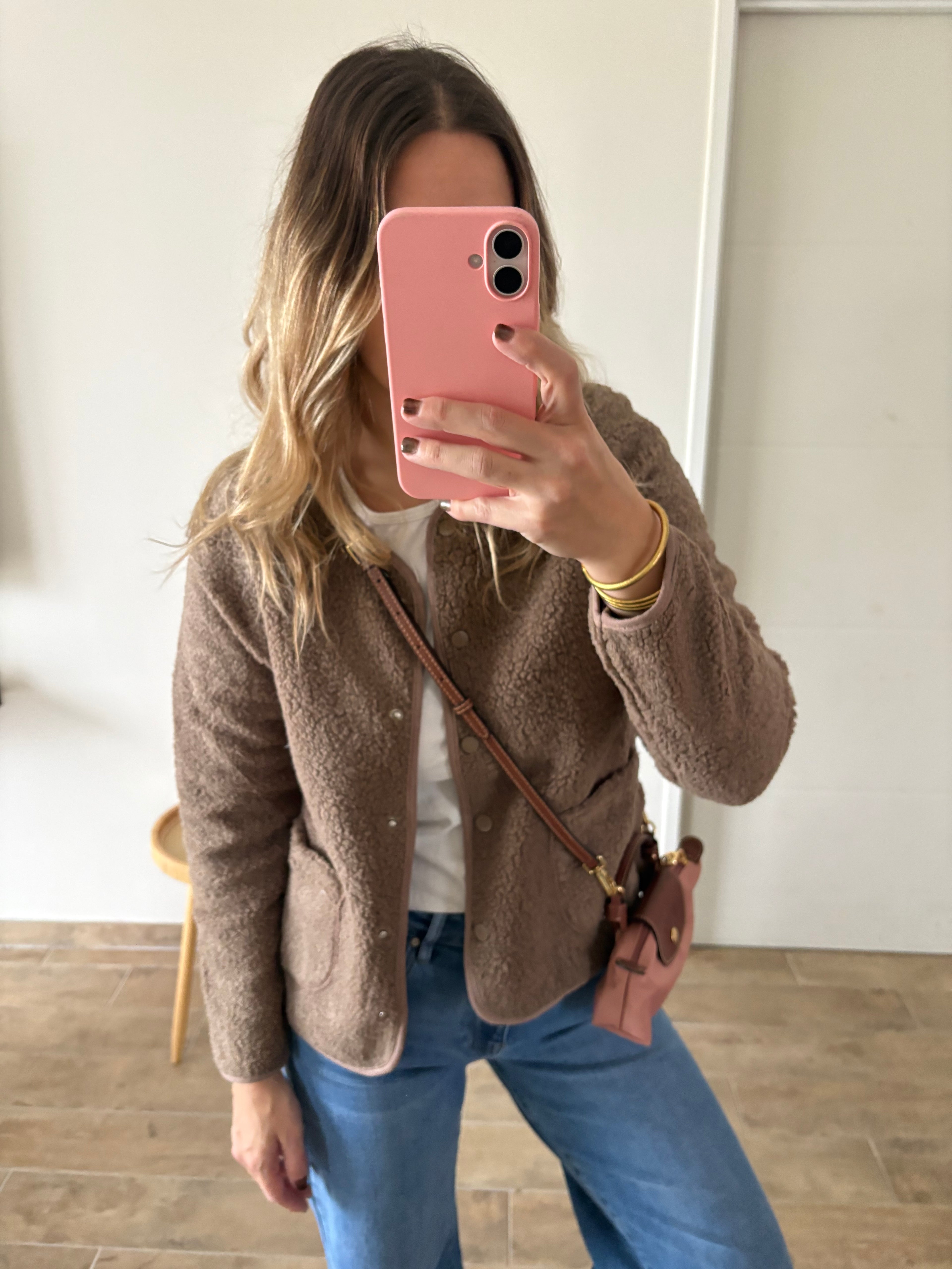Veste moutonnée beige