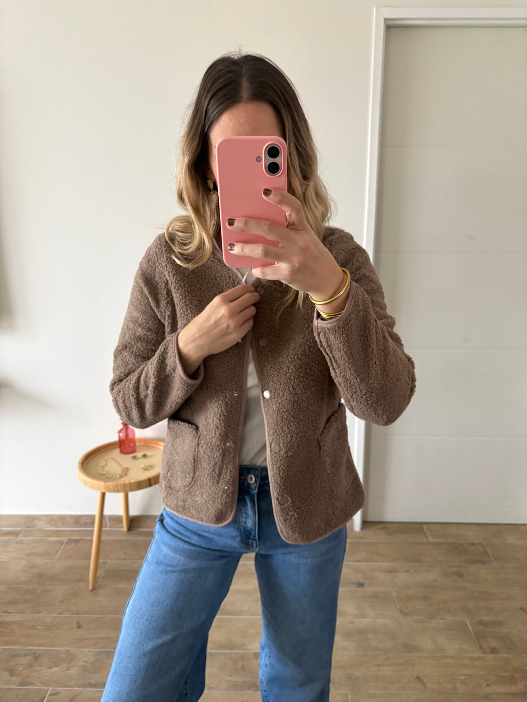 Veste moutonnée beige