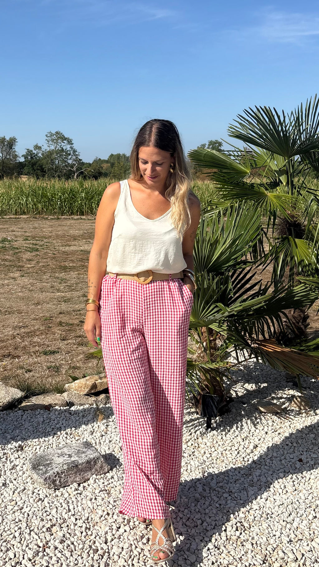 Pantalon vichy + ceinture