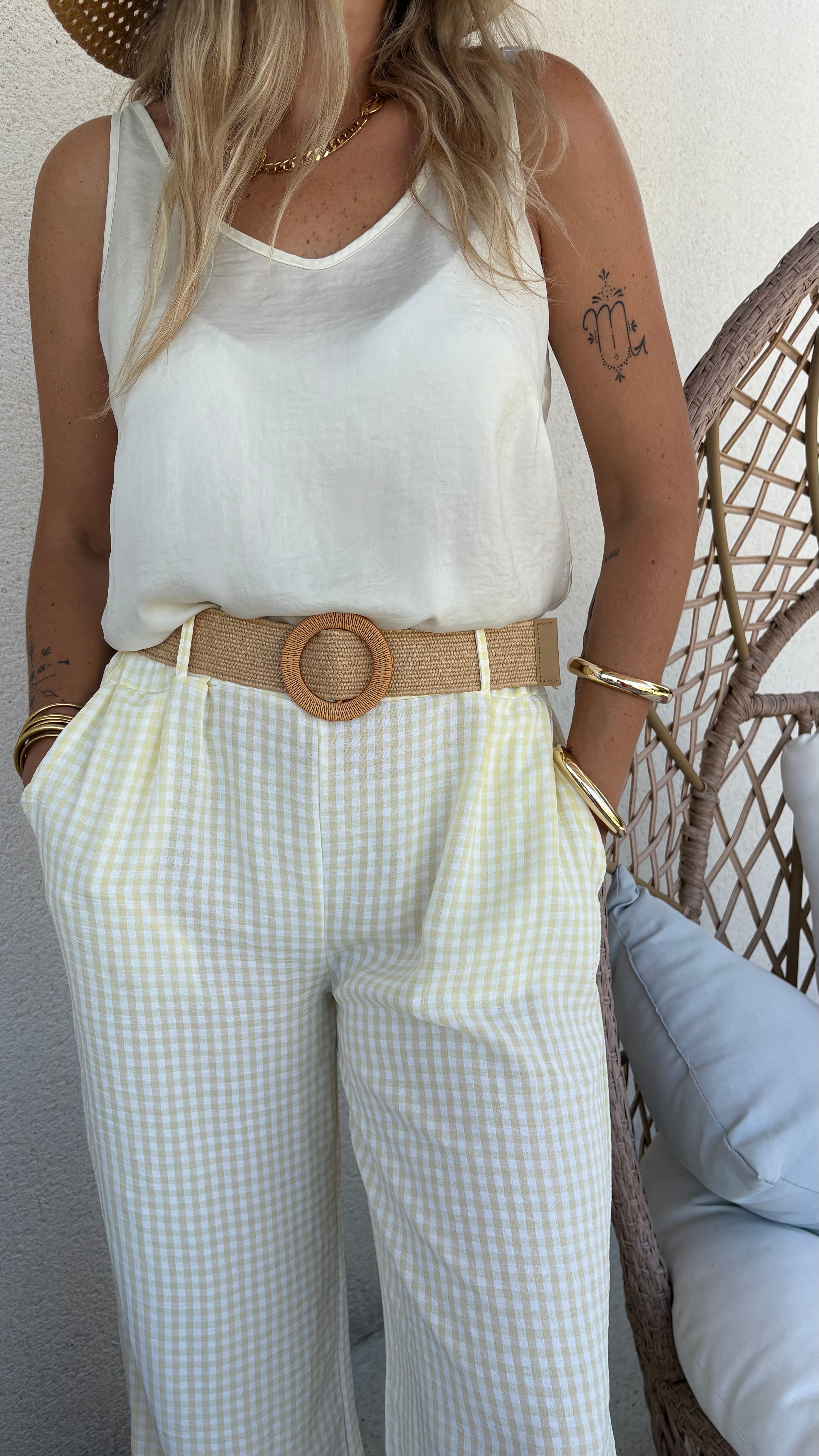 Pantalon vichy + ceinture