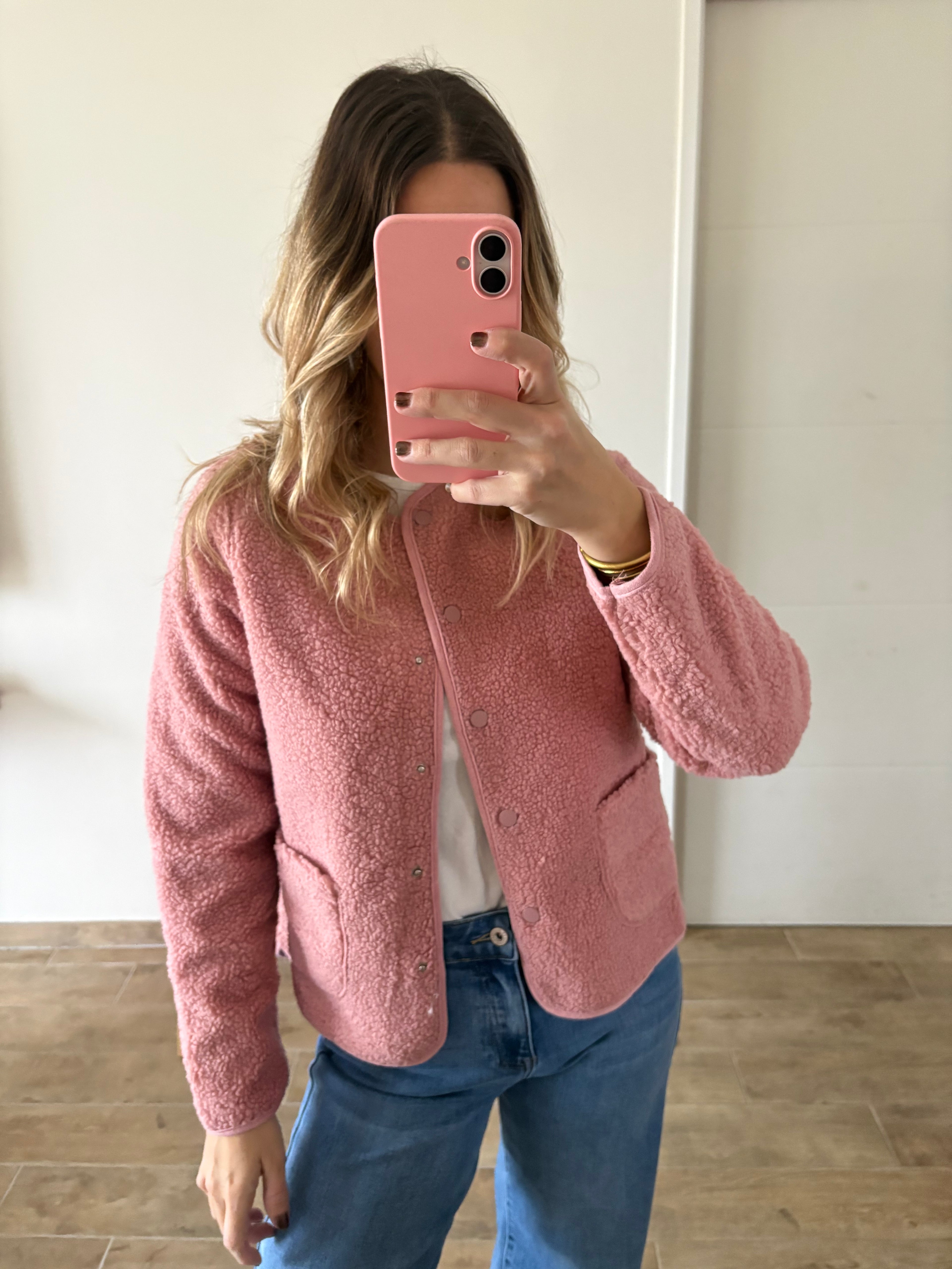 Veste moutonnée rose