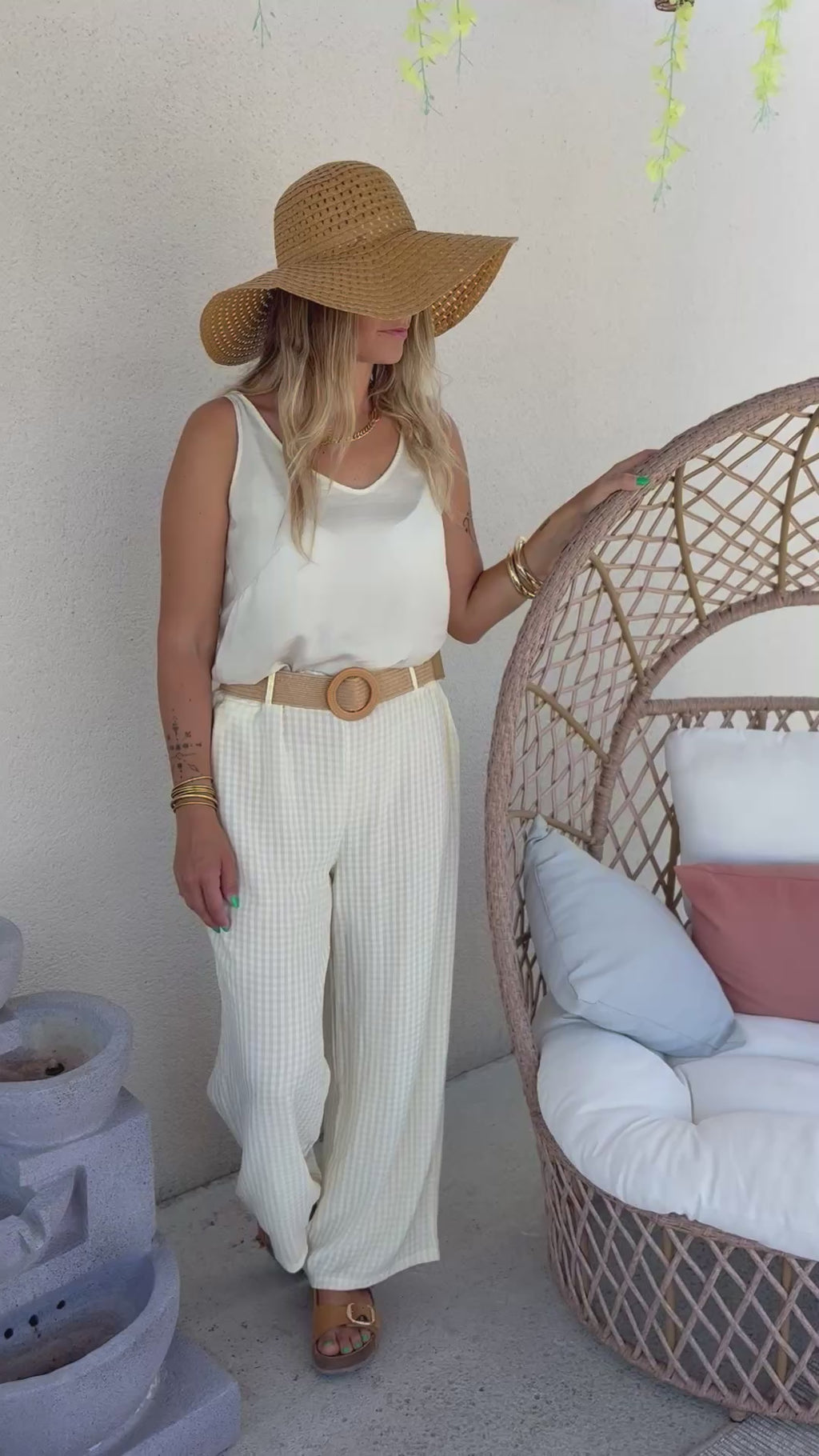 Pantalon vichy + ceinture