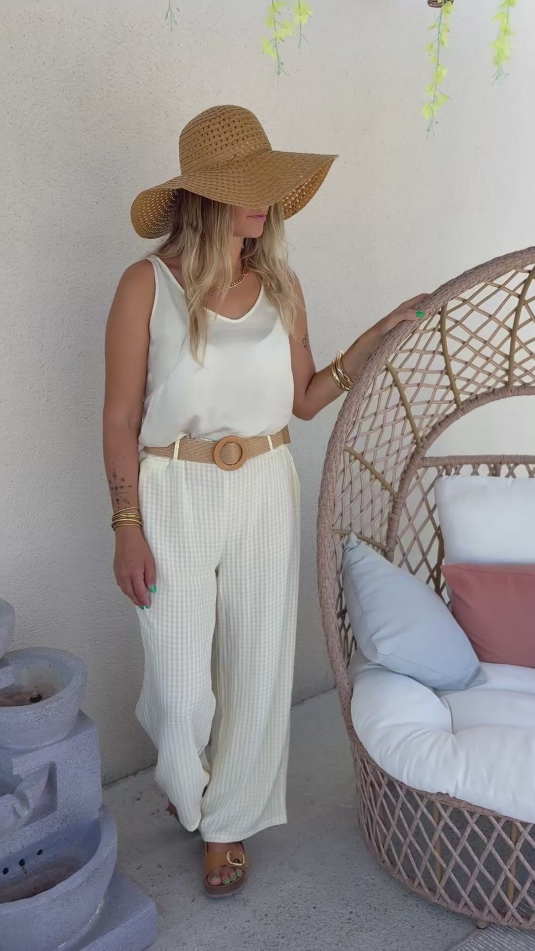 Pantalon vichy + ceinture