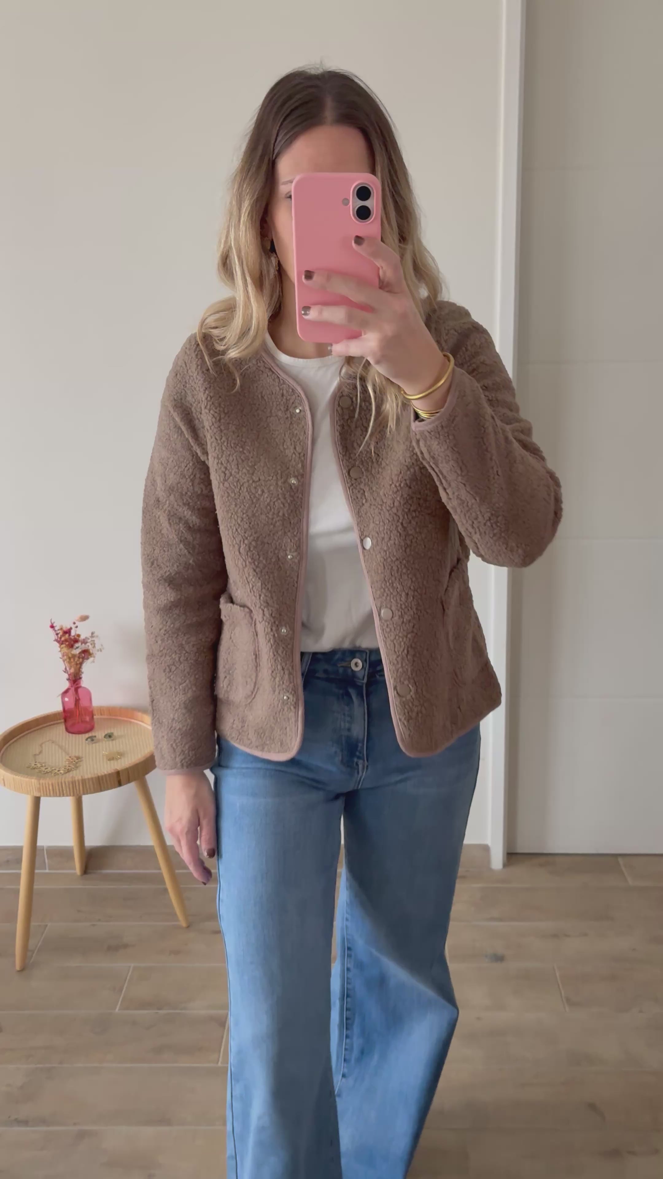 Veste moutonnée beige